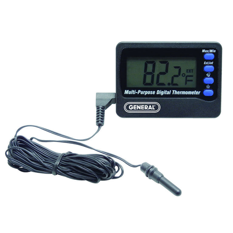 Digital Thermometer and Hygrometer with 10-foot Temperature Sensor Probe
